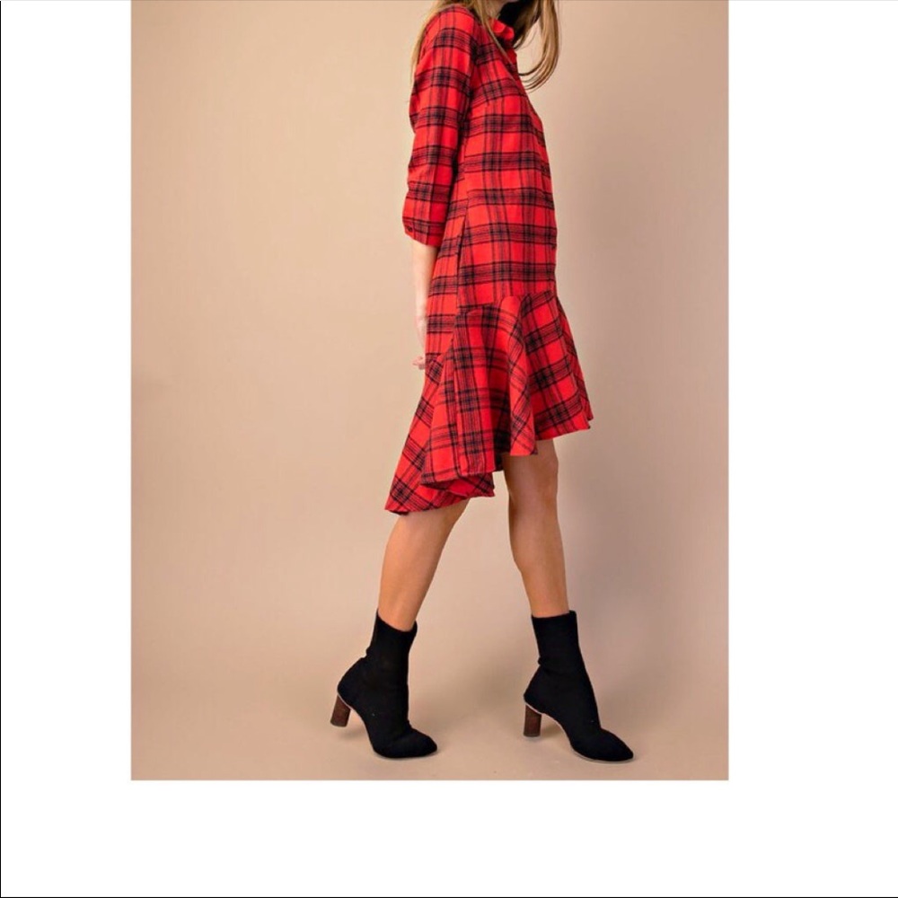 Plaid High Low Dress